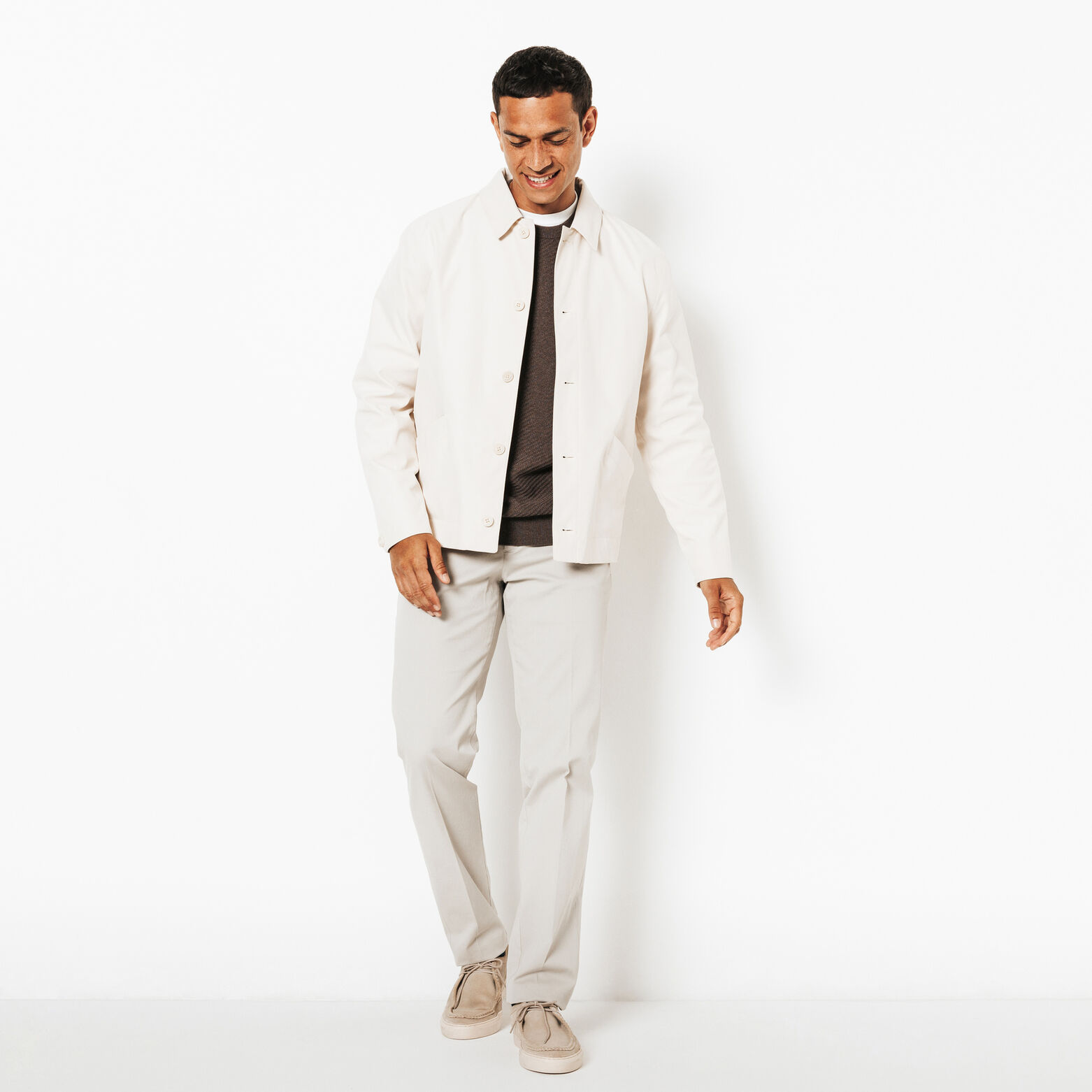 Pull col rond jeux de points fantaisie