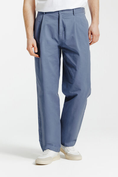 Pantalon skateur &agrave; plis coton lin