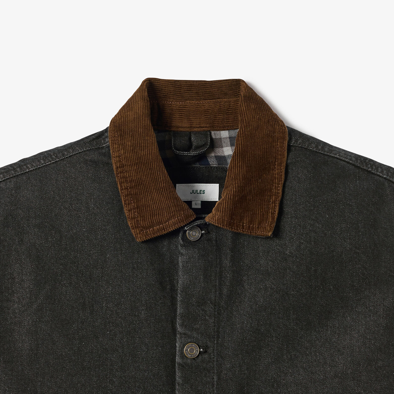 Jeansjas met fluwelen hemdkraag