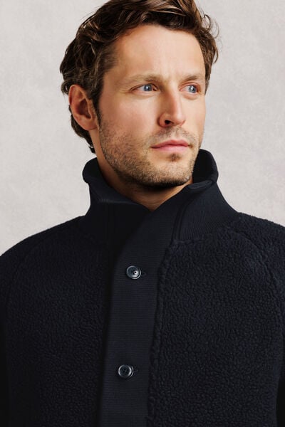 Sweat col montant boutonn&eacute; en sherpa