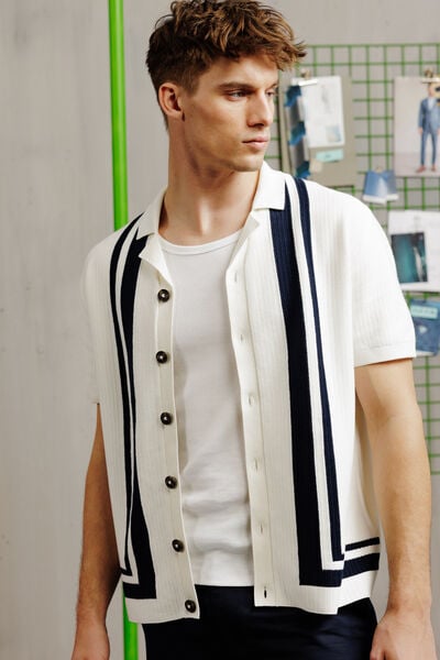 Chemisette en maille col requin ray&eacute;