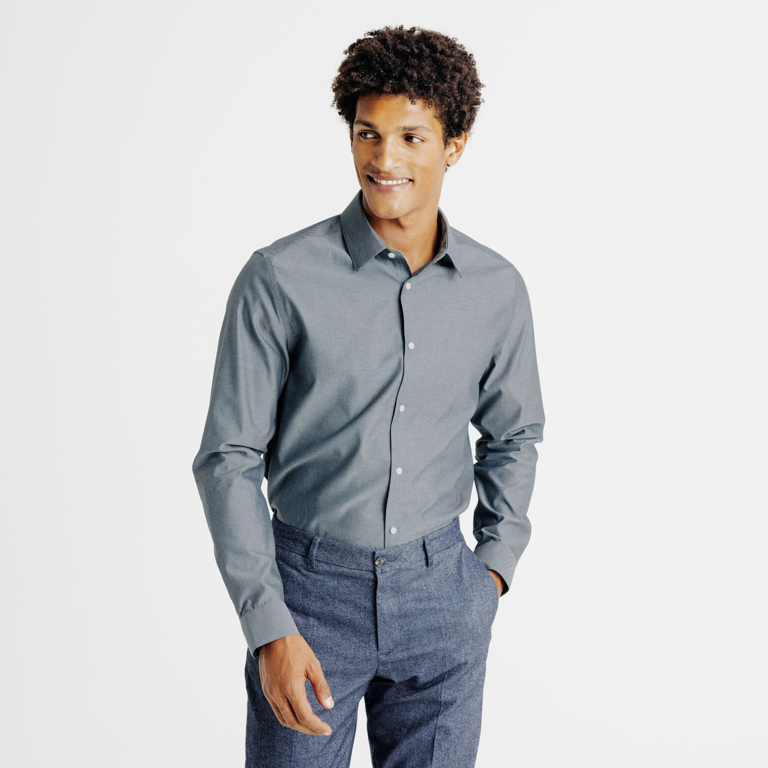 Strijkvrij regular fit hemd in katoen