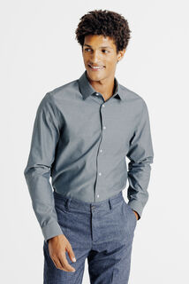 Strijkvrij regular fit hemd in katoen