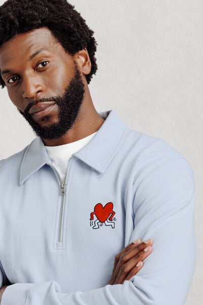 Sweater met ritskraag licentie Keith Haring