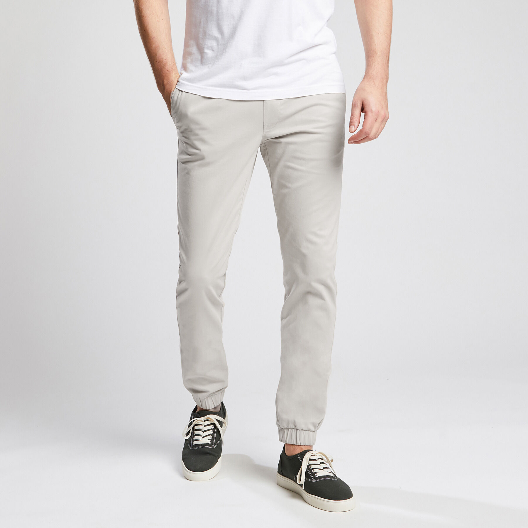 Pantaloni chino slim lavati con elastico in vita Grigio chiaro | Jules