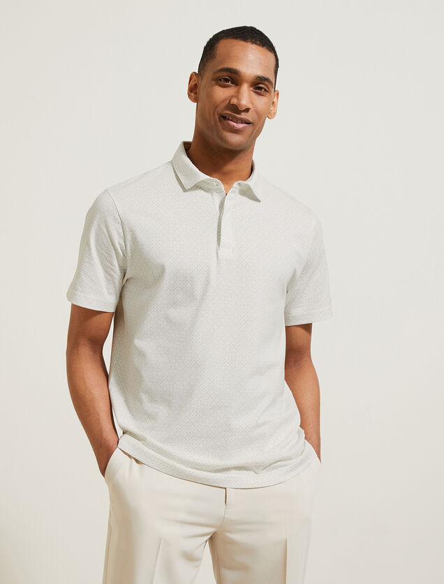 Polo in tricot met korte mouwen, print en Italiaan
