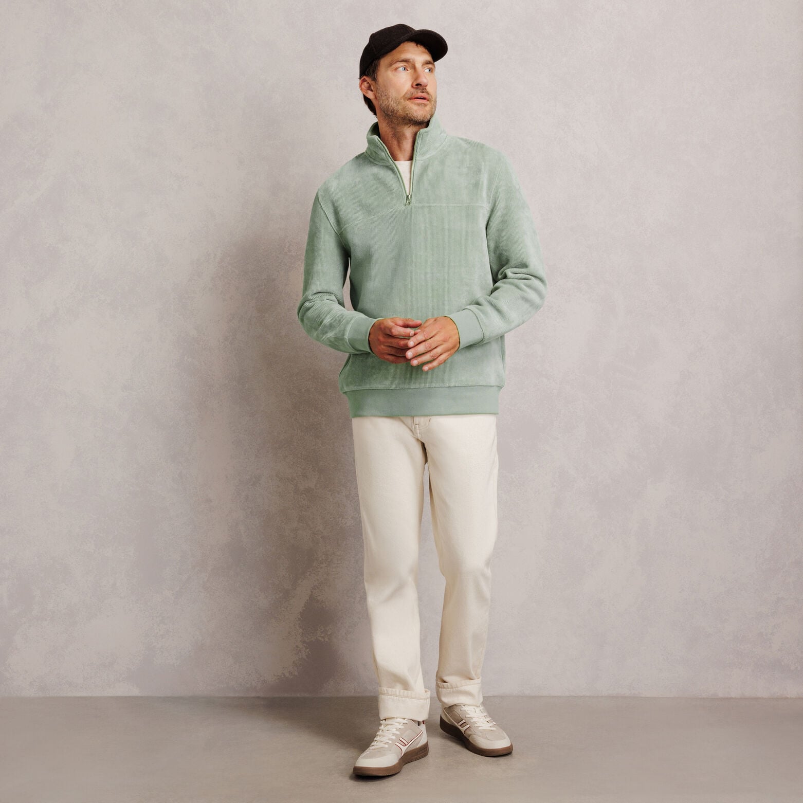 Sweat col montant zipp&eacute; en velours