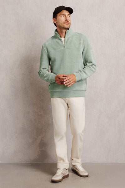 Sweat col montant zipp&eacute; en velours