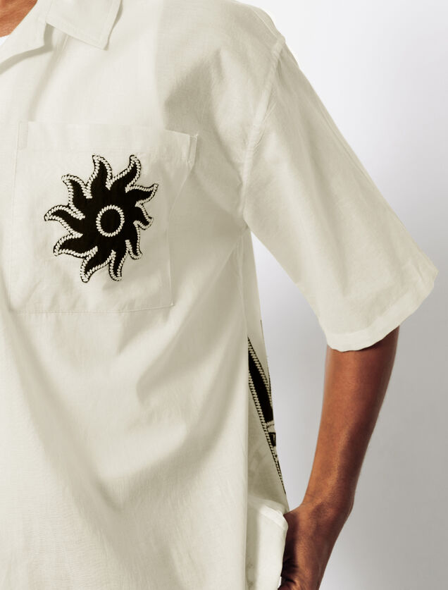 Boxy fit hemdje in geborduurd katoen