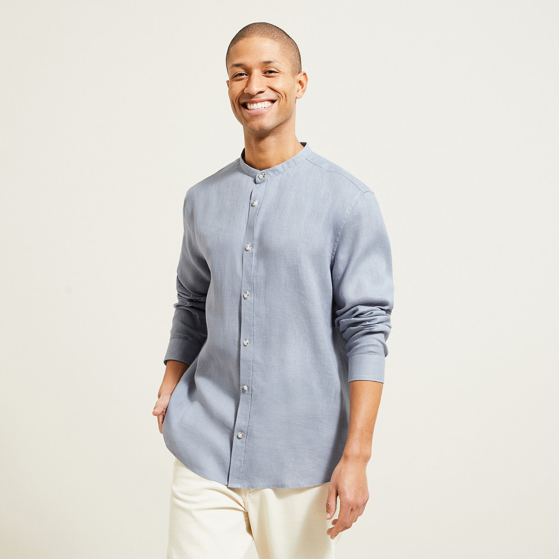 Chemise col mao Bleu Jules