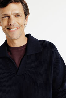 Polo en maille manches longues col resort