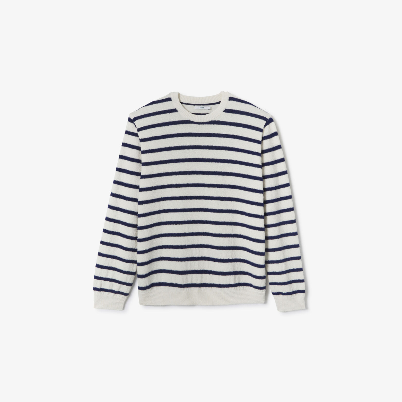 Gestreepte bouclé trui ronde hals