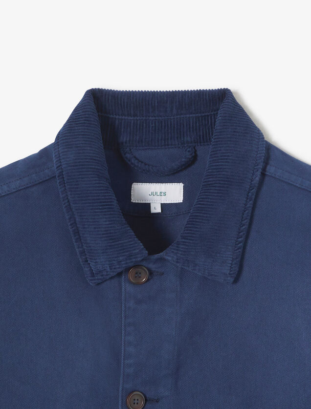 Vest, hemdskraag in ribfluweel met knopen