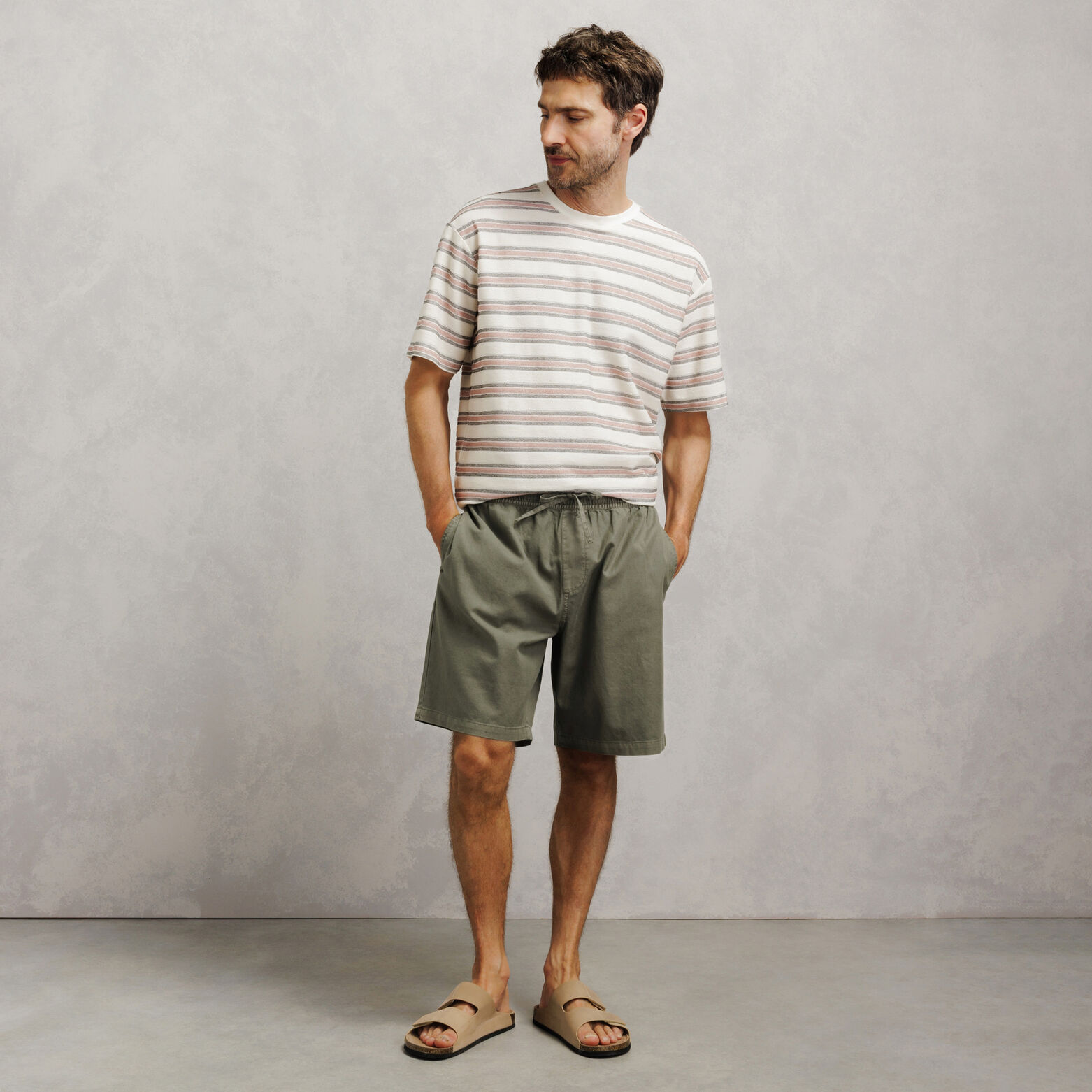 Bermuda coton lin taille &eacute;lastiqu&eacute;e