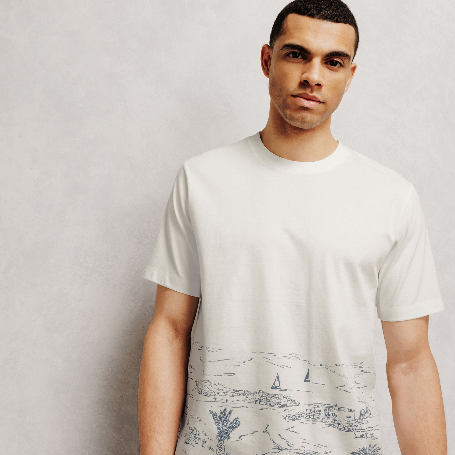 T-shirt met landschapsprint