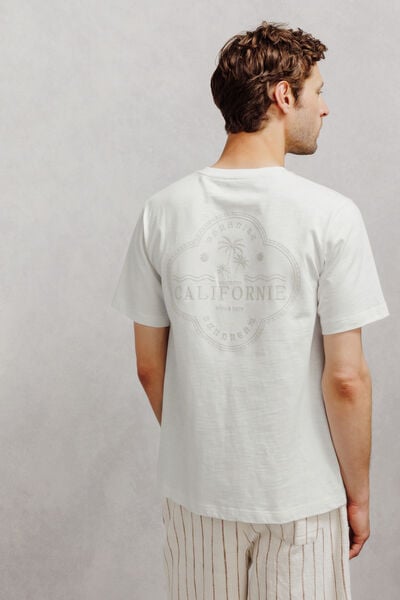 Tee shirt mati&egrave;re flamm&eacute;e imprim&eacute; Californie