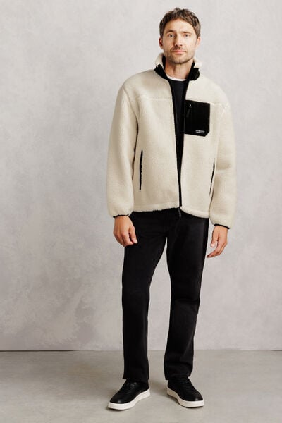 Veste zipp&eacute;e sherpa contrast&eacute;e