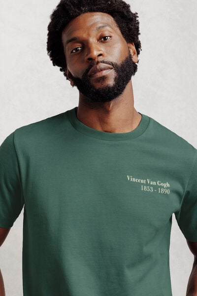 T-shirt met print voor en achter, licentie Van Gog