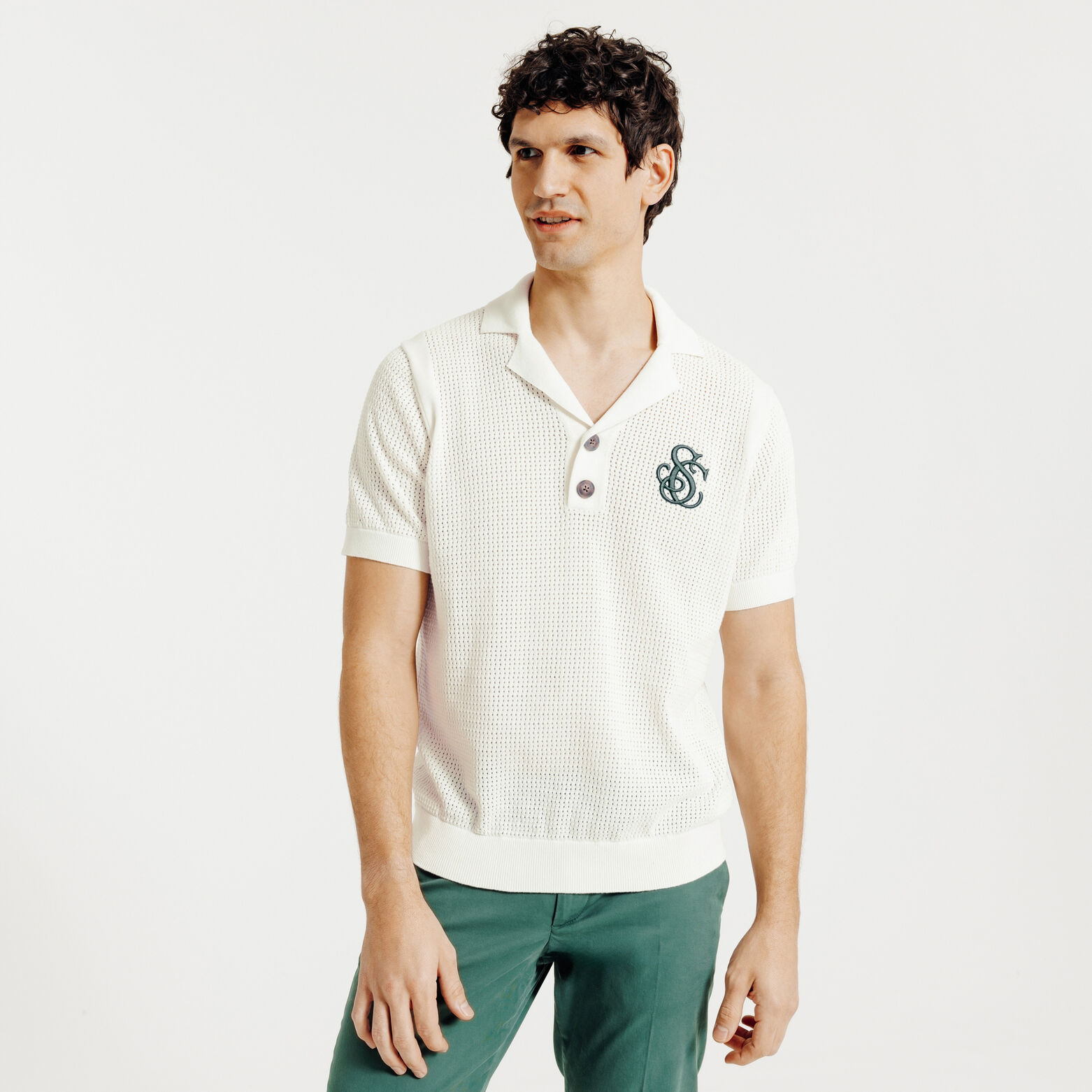 Polo korte mouwen in tricot met borduursel