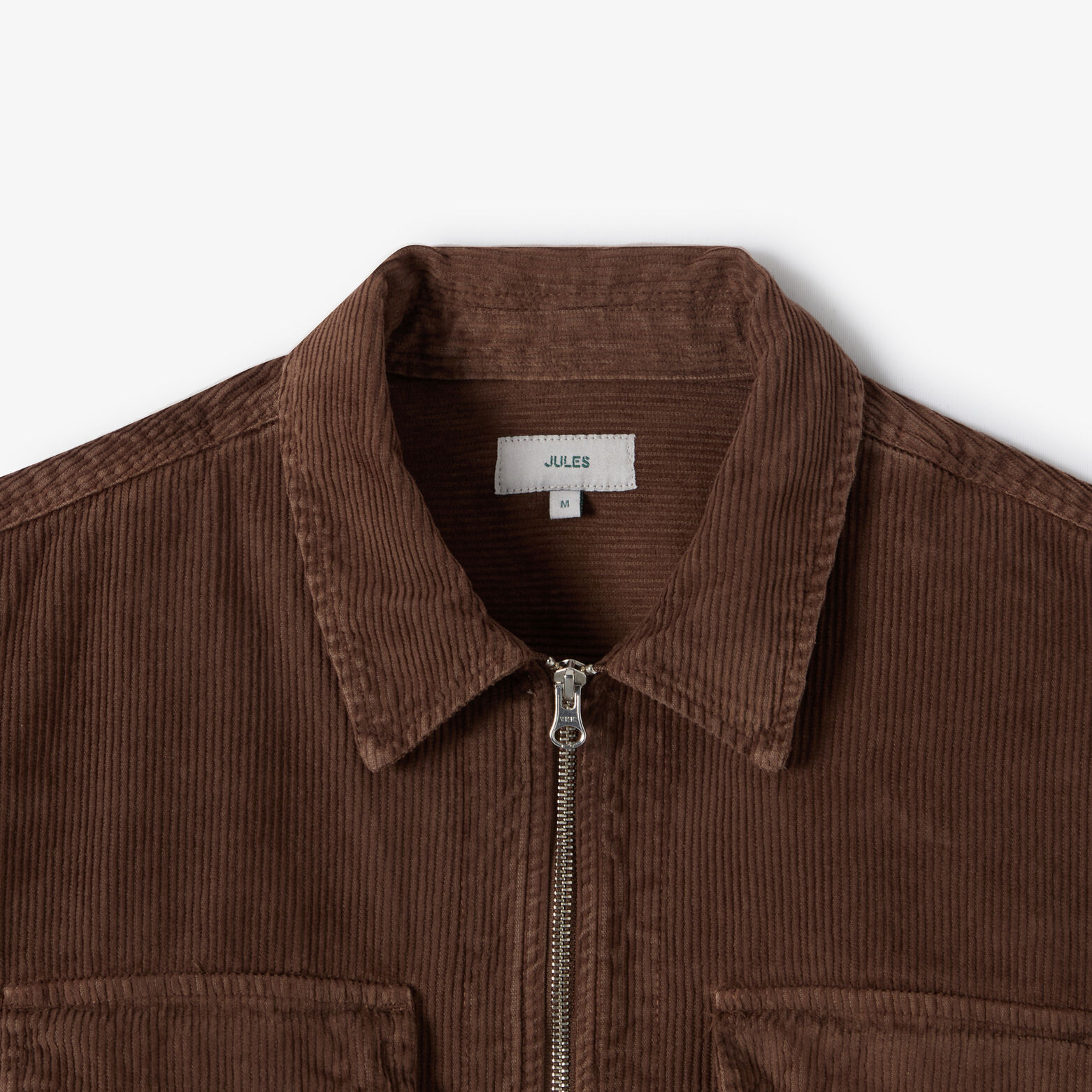 Veste zipp&eacute;e en velours col chemise