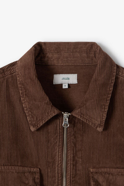 Veste zipp&eacute;e en velours col chemise