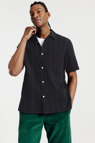 Hemdje in gestreept ton-sur-ton katoen