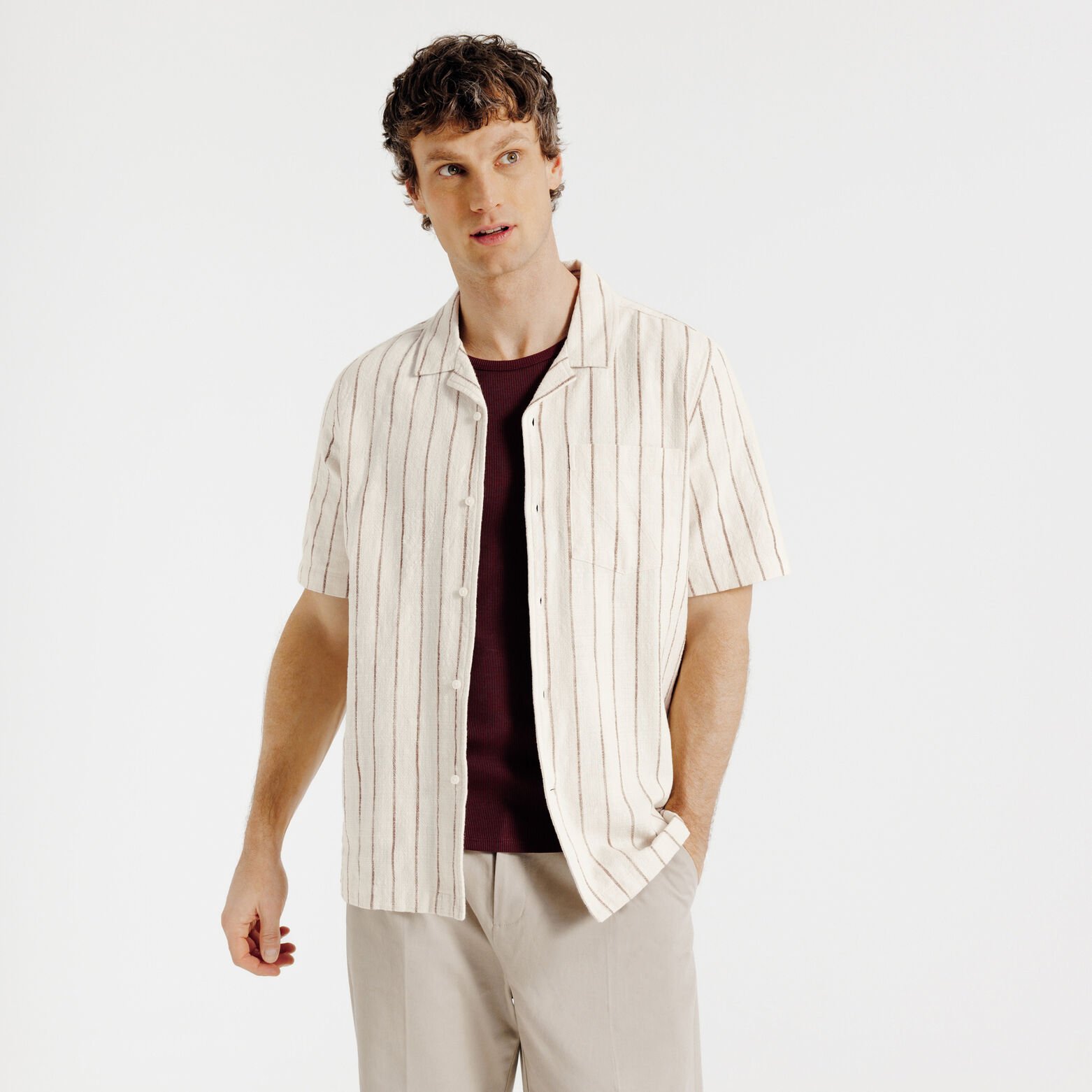 Chemisette en coton ray&eacute;e