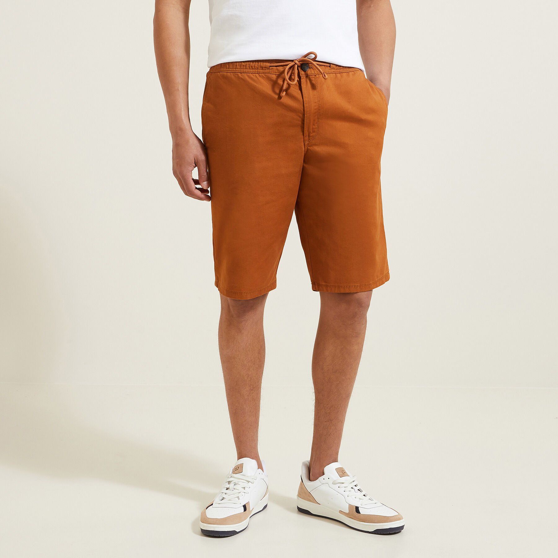 Bermuda chino uni Camel Jules