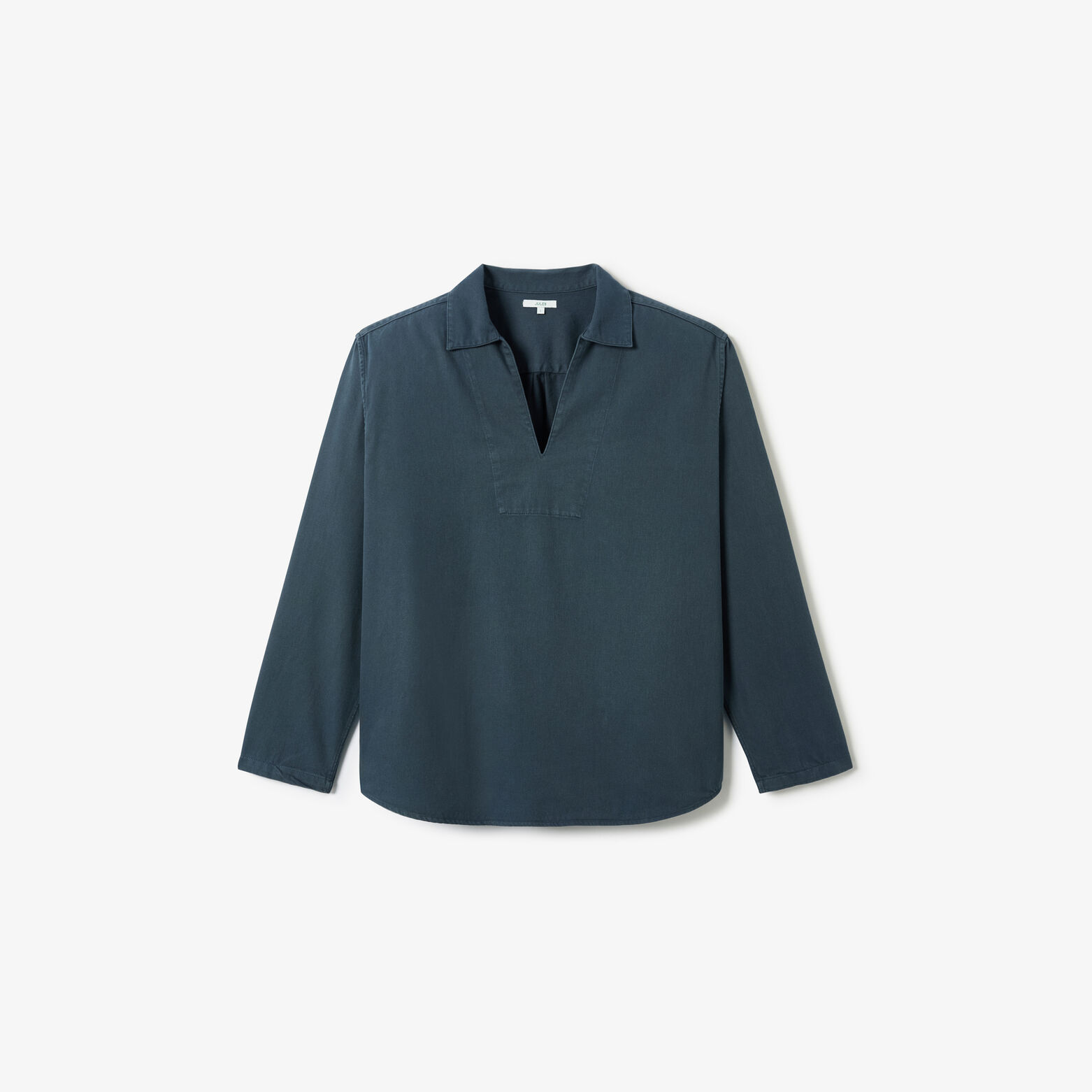 Chemise 100% coton col vareuse unie