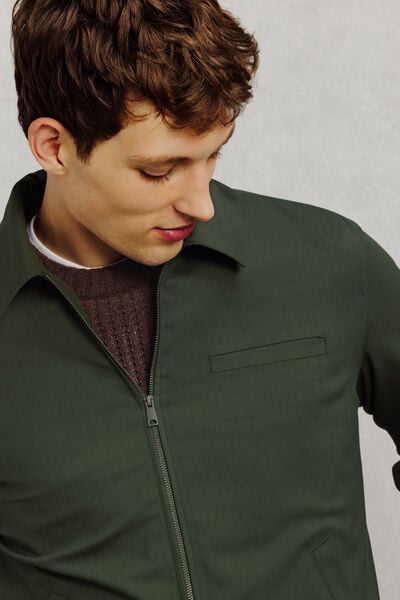 Veste zipp&eacute;e col chemise