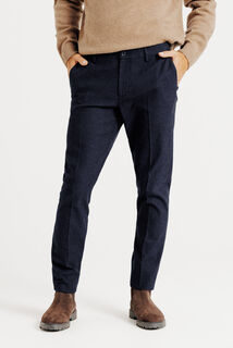 Slim fit chinobroek met flaneleffect