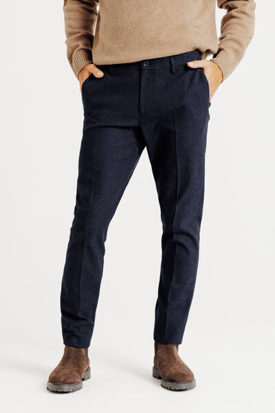 Pantalon chino slim effet flanelle