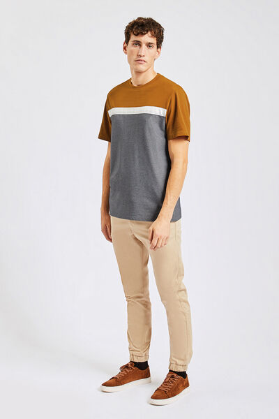 Colorblock T-shirt in piqué tricot