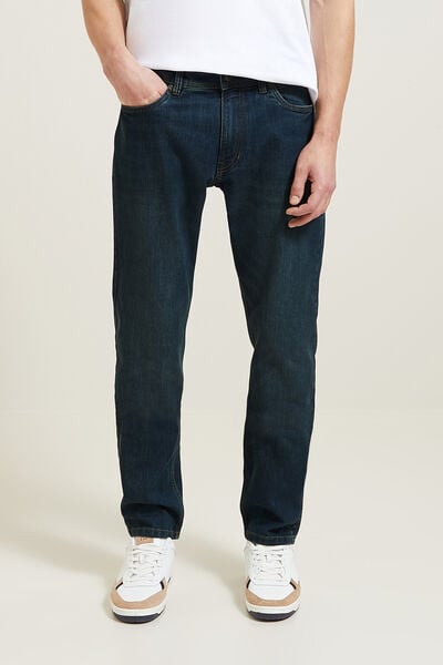 Straight jeans, 4 lengtes, gerec. katoen-polyester