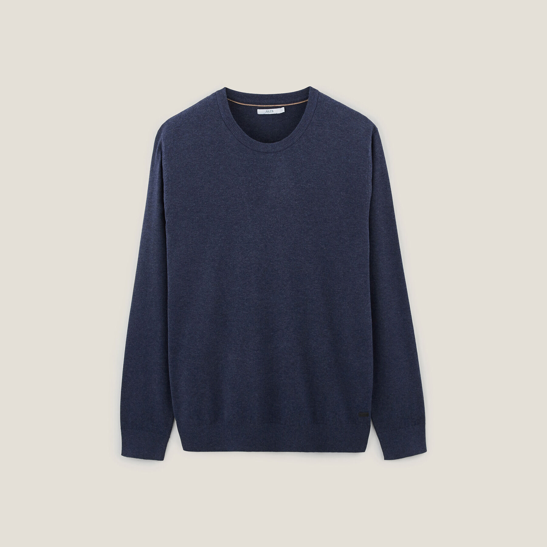 Pull Col Rond Homme Pull Col Rond JULES Blanc - Maille Milano, Coton Bio, Finitions Côtelées