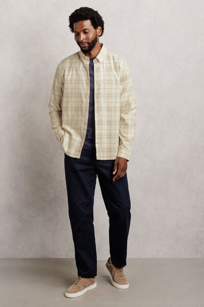 Chemise regular &agrave; carreaux en velours