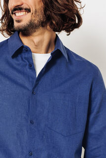 Effen hemd in katoen en linnen