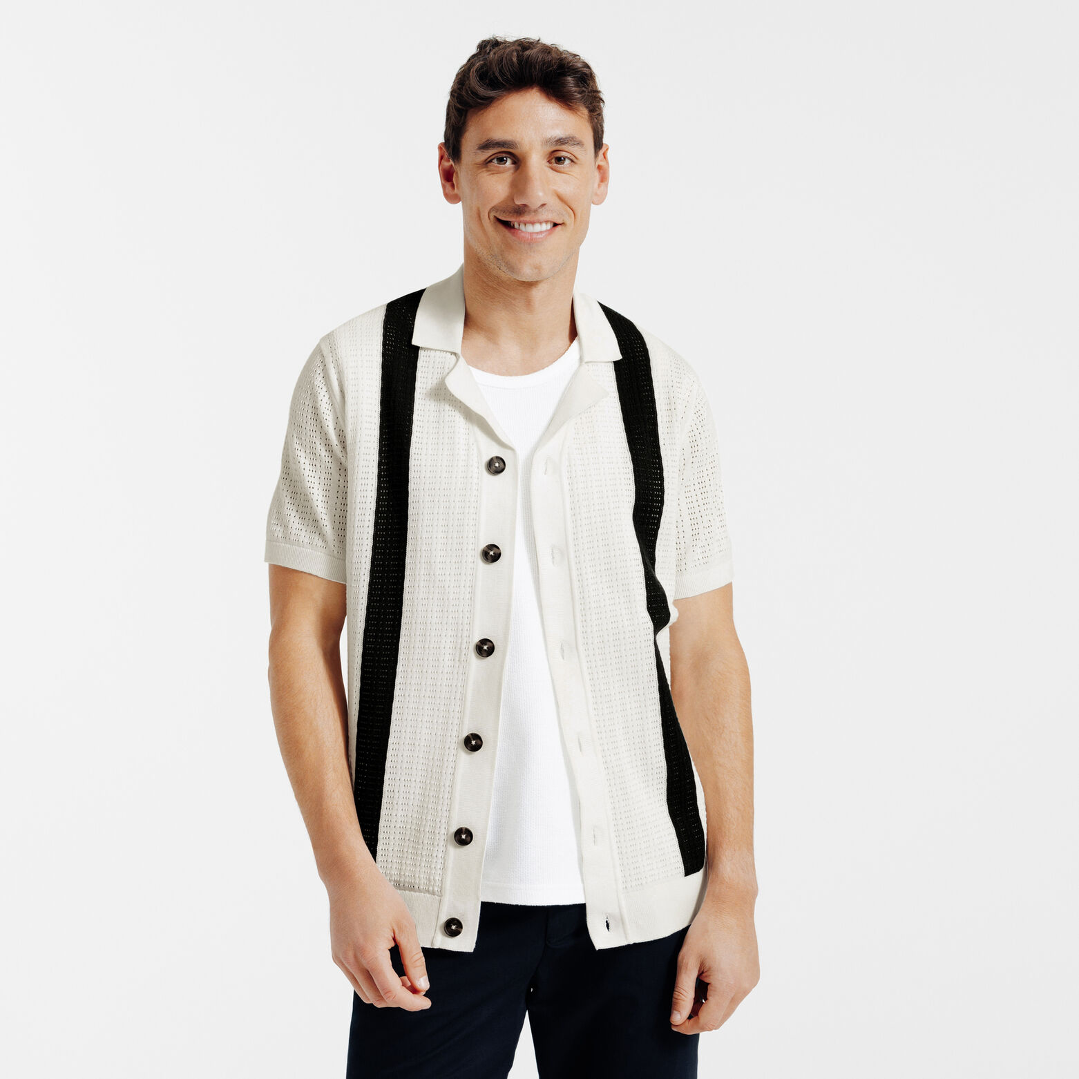 Gestreept hemdje in tricot met polokraag