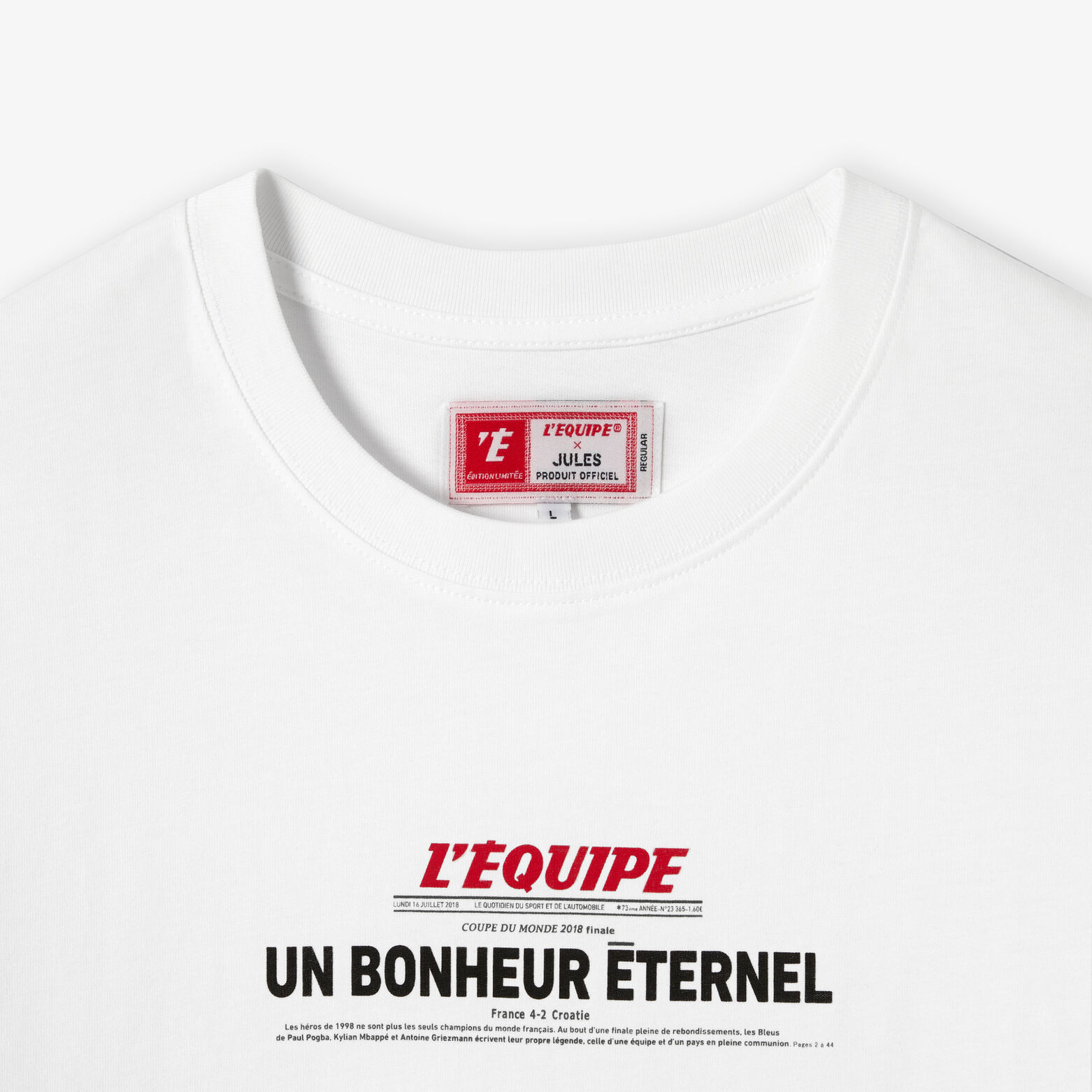 Tee shirt imprim&eacute; devant licence L'&Eacute;quipe