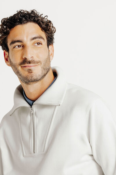 Sweater truckerskraag met rits