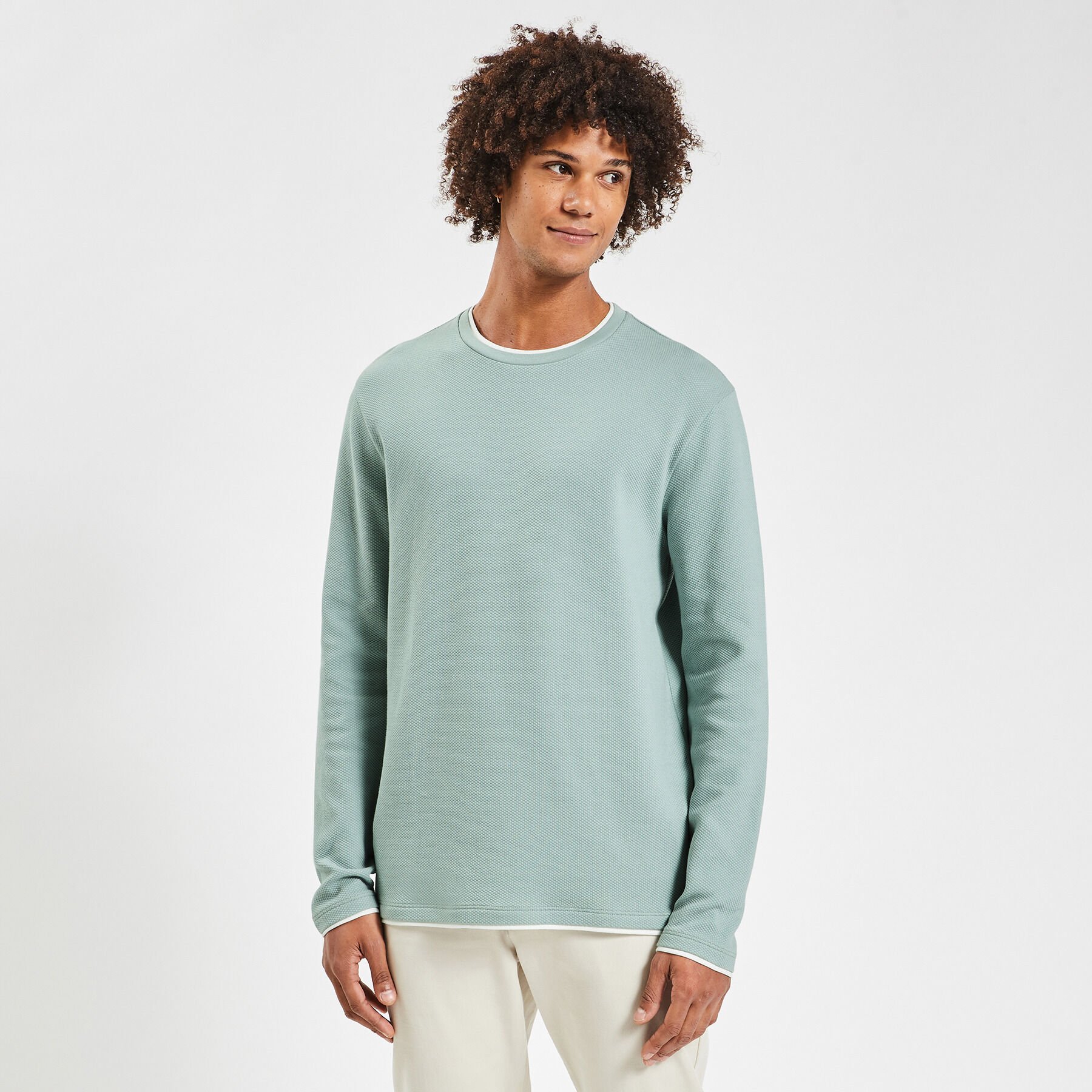 Tee shirt double col mati re fantaisie Vert Clair Jules