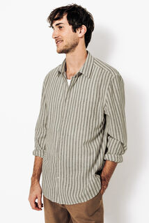 Chemise en coton lin rayée