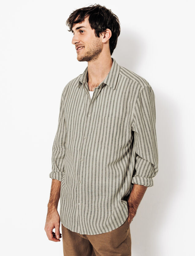 Chemise en coton lin rayée