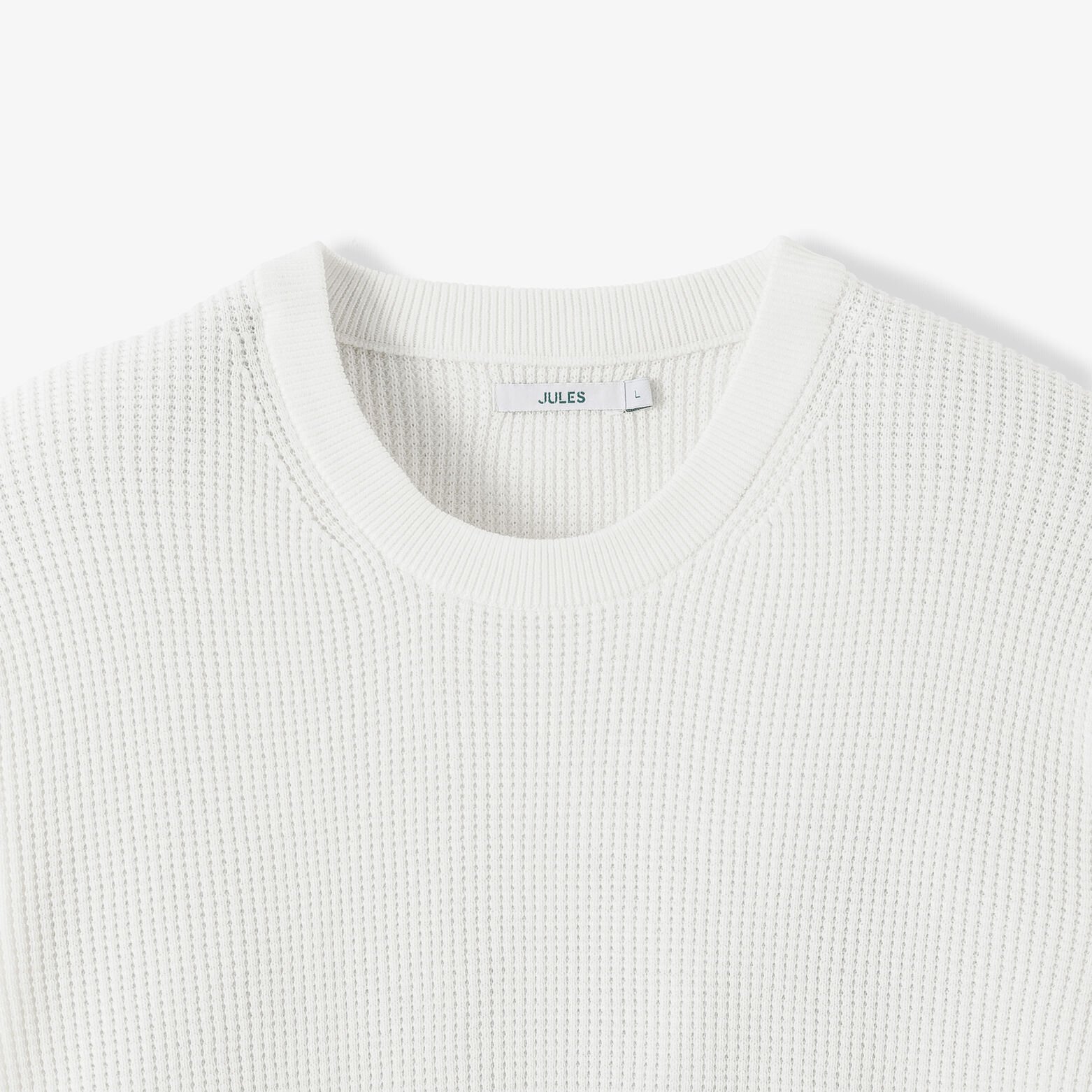 Pull col rond jeux de points fantaisie