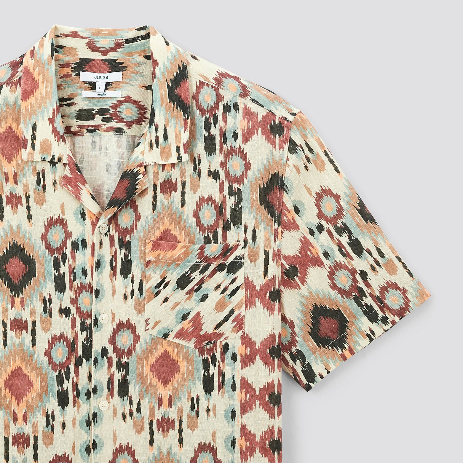 Regular hemdje met ikat-print in katoengaas 