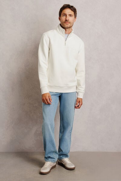 Sweater met opstaande ritskraag in fluweel