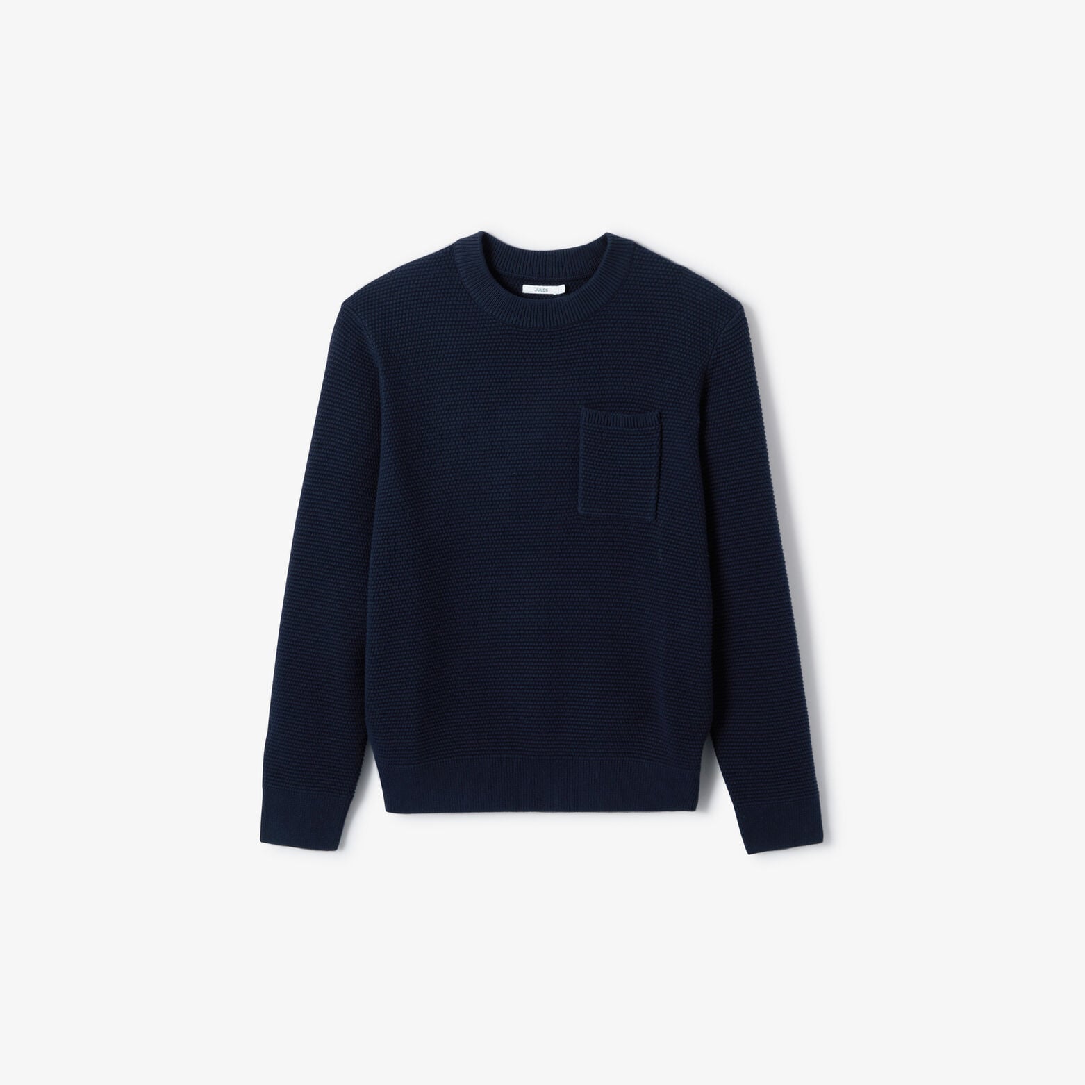 Pull col rond point de riz poche poitrine