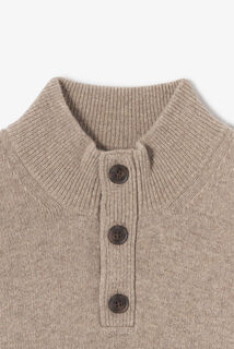 Pull col montant boutonn&eacute; lambswool