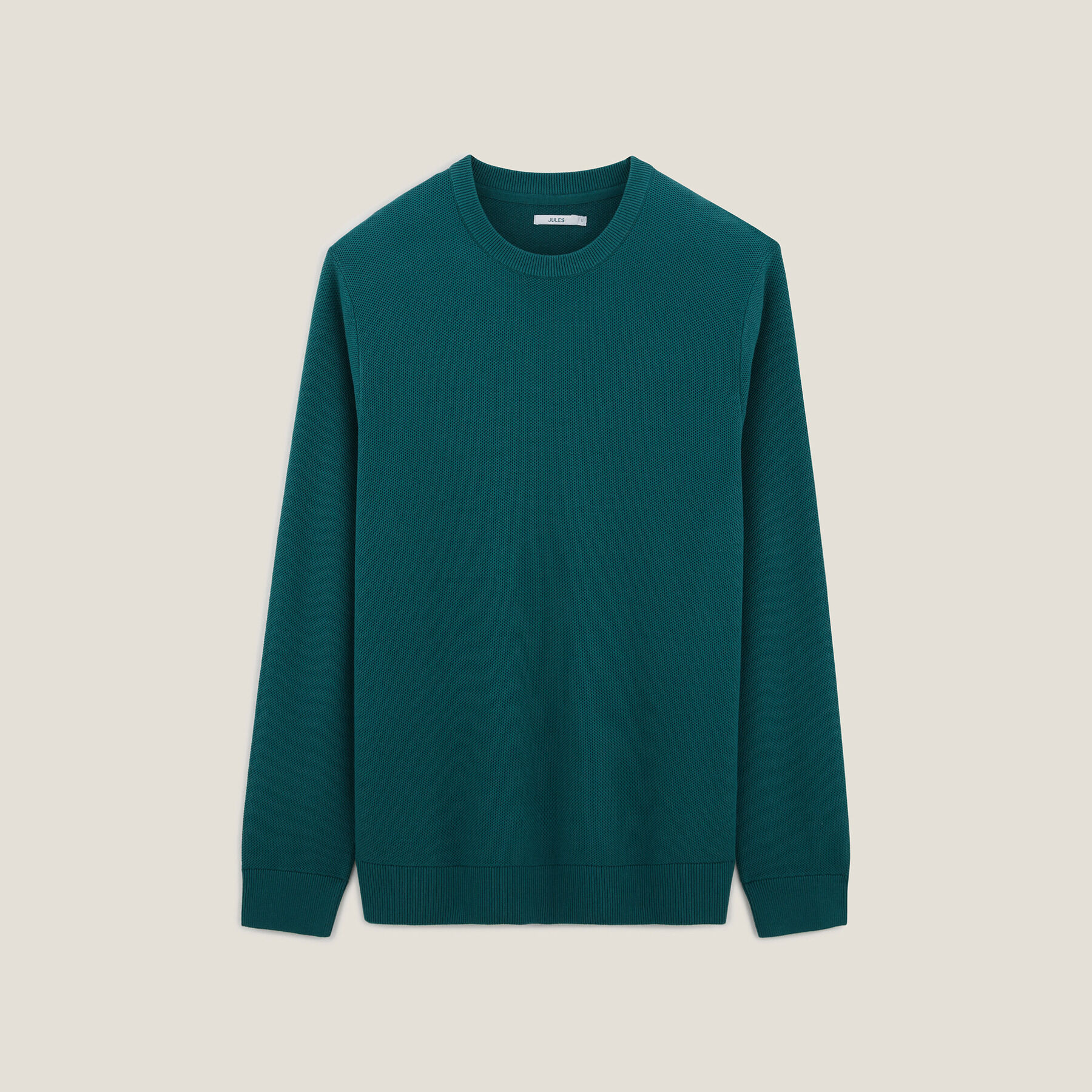 Pull col rond micro alveole Vert Jules