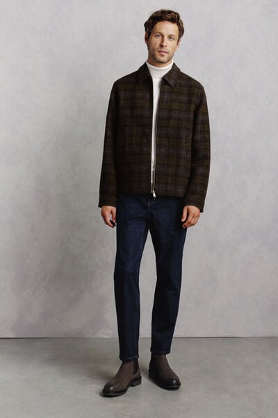 Blouson contenant de la laine col chemise zipp&eacute;